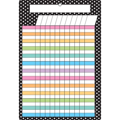 Ashley Productions Smart Poly Chart, 13" x 19", B&W Polka Dots Incentive, w/Grommet, Pack of 6 (ASH91034-6)