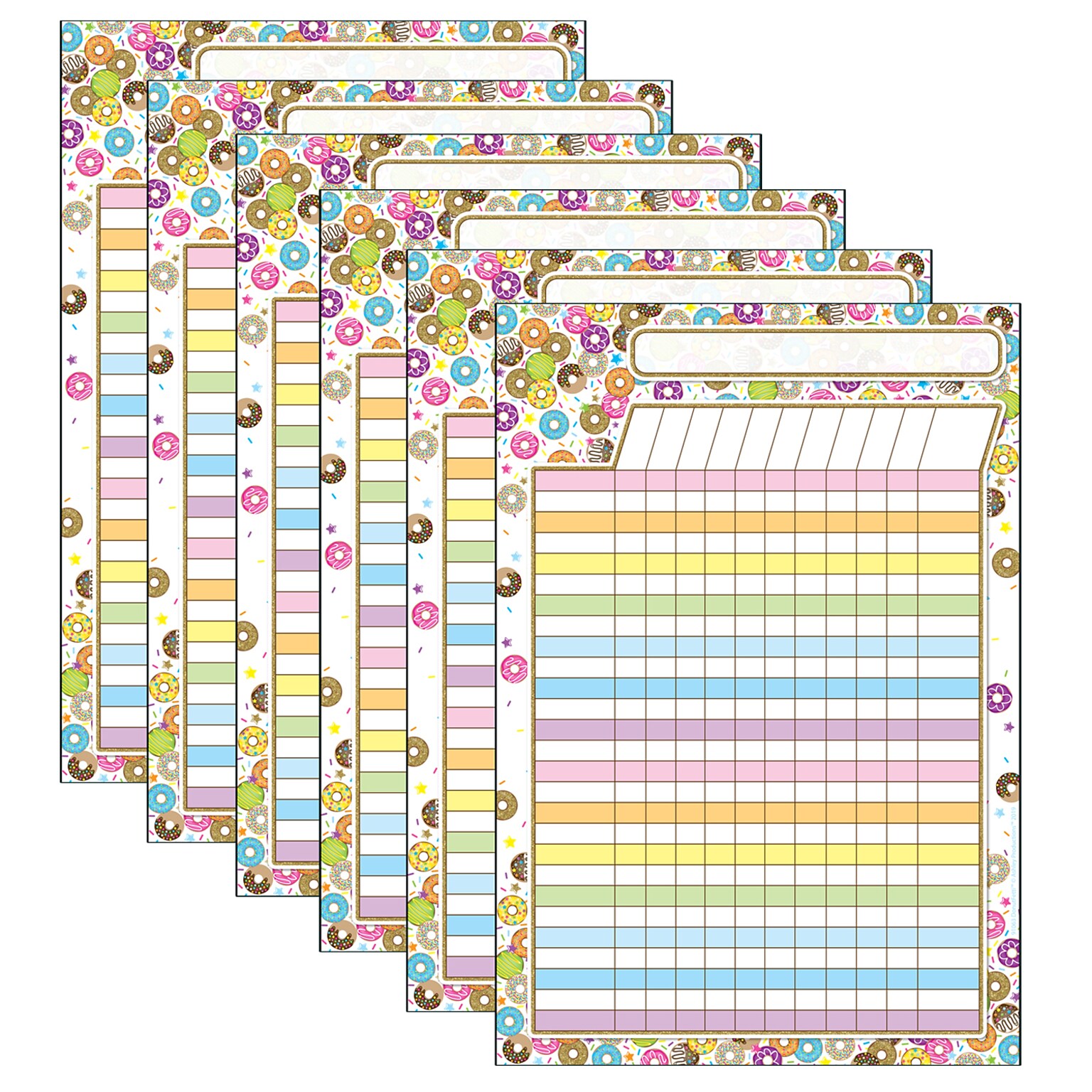 Ashley Productions Smart Poly Dry Erase Incentive Chart With Grommet, 13 x 19, DonutFetti, Pack of 6 (ASH91062-6)