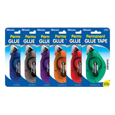 Bazic Glue Tape, Assorted, 12/Pack (BAZ2080-12)