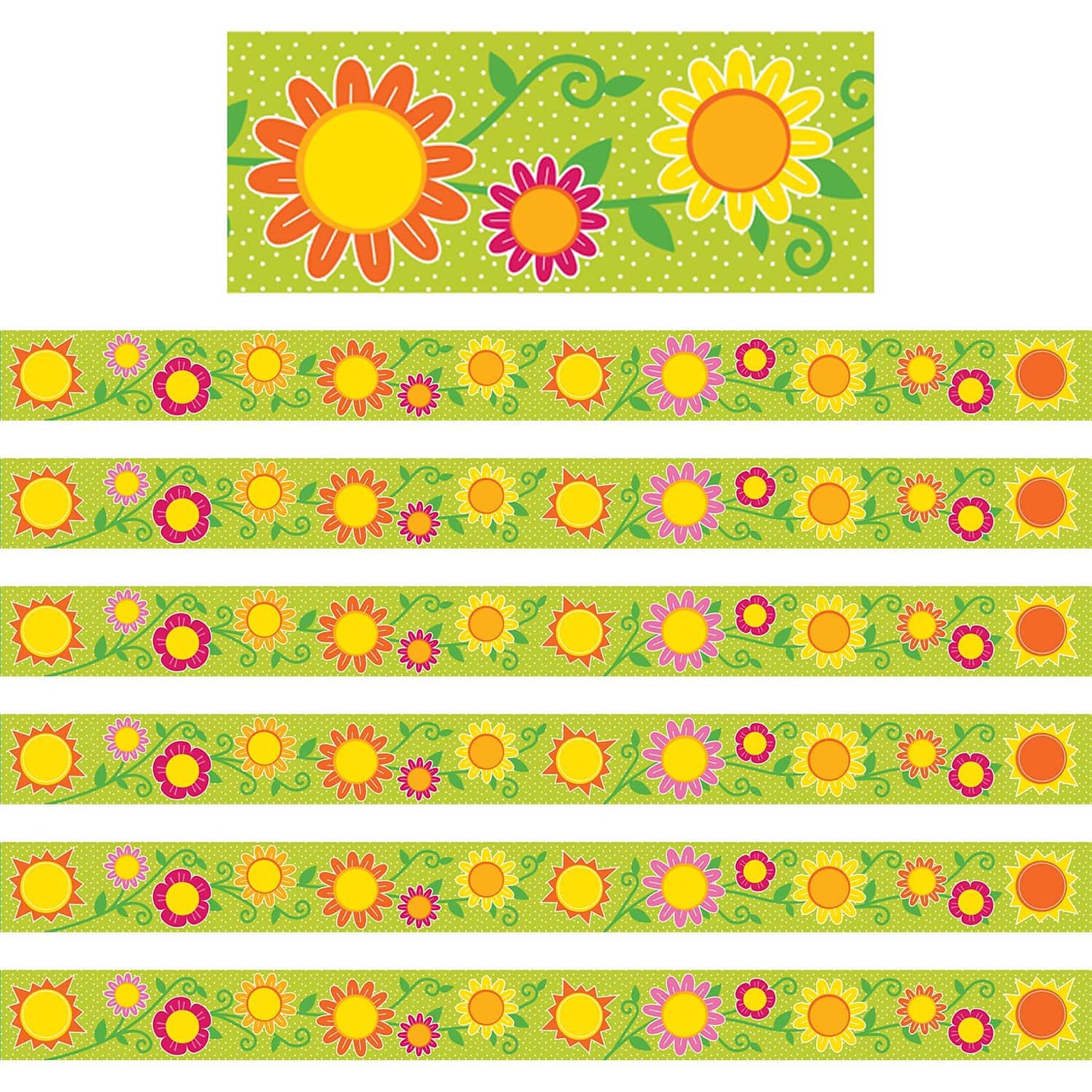 Carson Dellosa Education Straight Border, 3 x 216, Sunshine & Flowers (CD-108231-6)