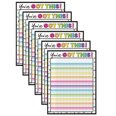 Carson Dellosa Education Kind Vibes Incentive Chart, 17 x 22, Youve Got This, Pack of 6 (CD-11431