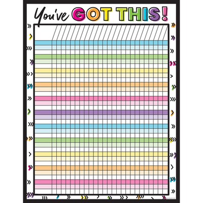 Carson Dellosa Education Kind Vibes Incentive Chart, 17" x 22", You've Got This, Pack of 6 (CD-114313-6)