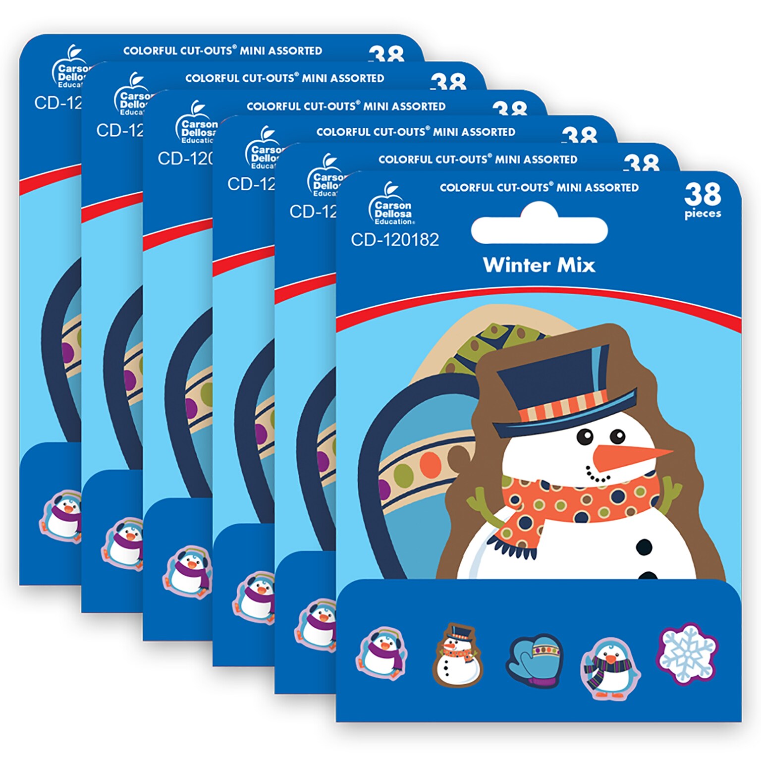 Carson Dellosa Education Winter Mix Mini Cut-Outs, 38/Pack, 6 Packs (CD-120182-6)