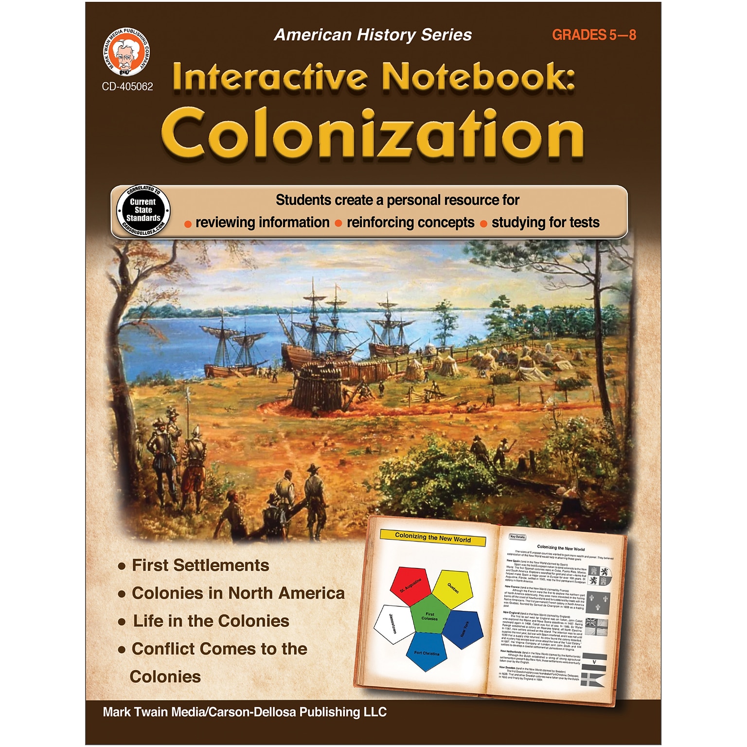Interactive Notebook: Colonization Resource Book, Grade 5-8 by Mark Twain Media, Paperback (9781622238477)