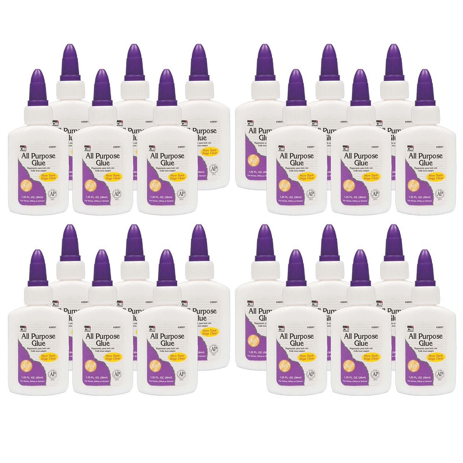 CLI Washable Liquid Glue, 1.25 oz., 24/Pack (CHL38001-24)