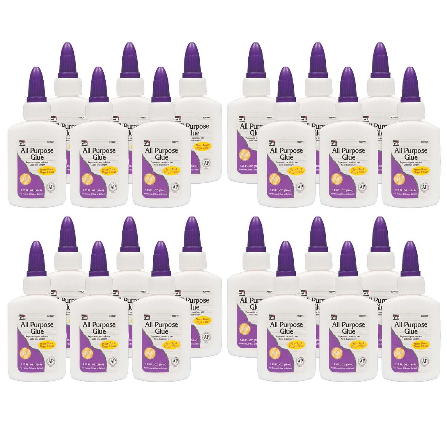 CLI Washable Liquid Glue, 1.25 oz., 24/Pack (CHL38001-24)