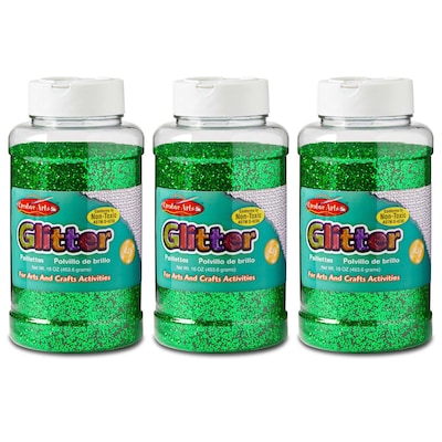 Charles Leonard Creative Arts Glitter, Green, Pack of 3 (1 lb) Bottles (CHL41125-3)