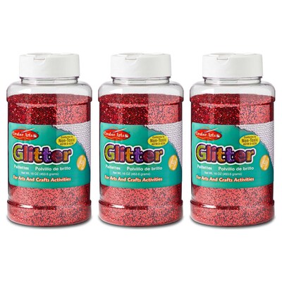 CLI Creative Arts Glitter, 1 lb. Bottle, Red, Pack of 3 (CHL41130-3)