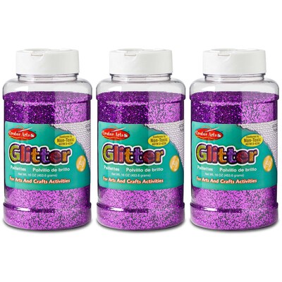 CLI Creative Arts Glitter, 1 lb. Bottle, Purple, Pack of 3 (CHL41160-3)