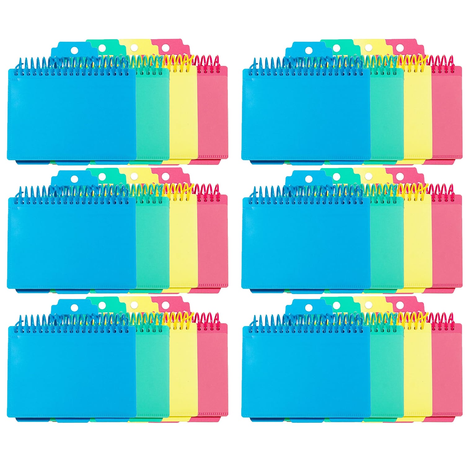 C-Line 3 x 5 Spiral Bound Index Card Notebook with Index Tabs, Lined, Assorted Colors, 6/Pack (CLI48750-6)