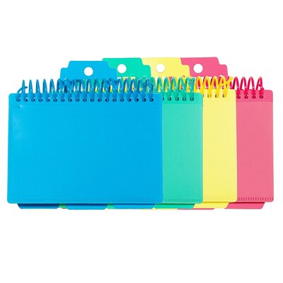 C-Line 3" x 5" Spiral Bound Index Card Notebook with Index Tabs, Lined, Assorted Colors, 6/Pack (CLI48750-6)