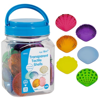 Edx Education Transparent Tactile Shells, Assorted Colors, Set of 36 (CTU13842)