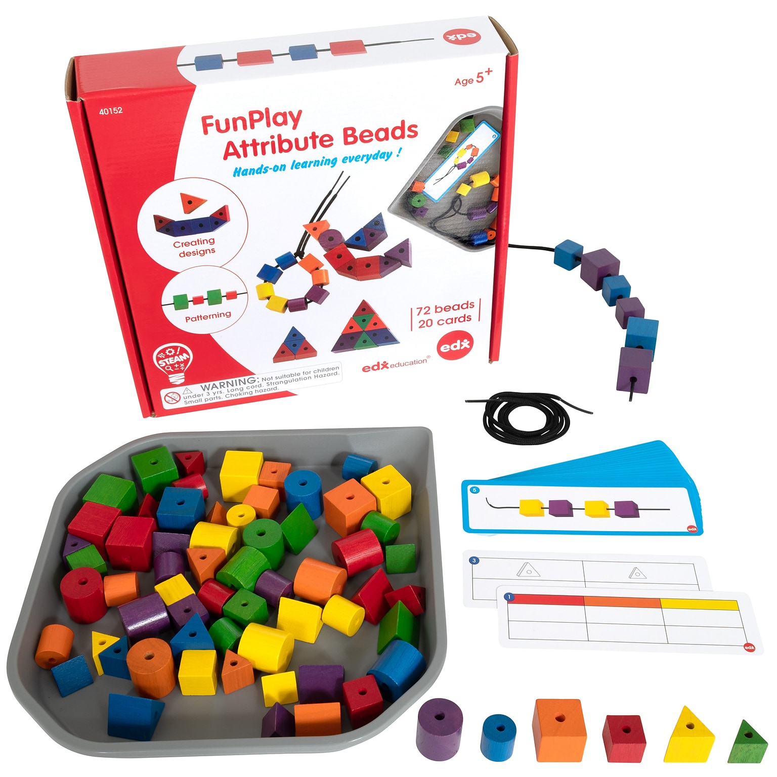 Edx Education FunPlay Attribute Beads, Assorted Colors (CTU40152)