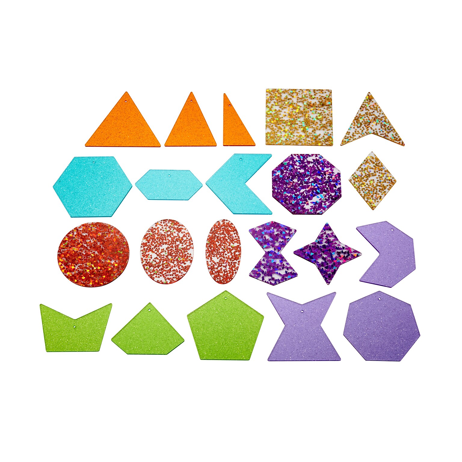 TickiT Rainbow Glitter Shapes, Assorted Colors,  Set of 21 (CTU72622)