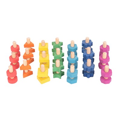 TickiT Rainbow Wooden Nuts & Bolts, Assorted Colors, Set of 21 Pairs (CTU73999)