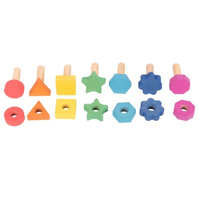 TickiT Rainbow Wooden Nuts & Bolts, Assorted Colors, Set of 7 Pairs (CTU74001)