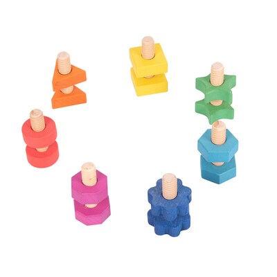 TickiT Rainbow Wooden Nuts & Bolts, Assorted Colors, Set of 7 Pairs (CTU74001)