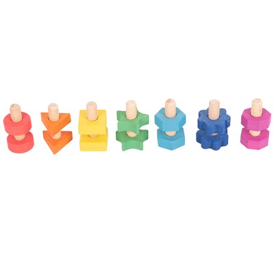 TickiT Rainbow Wooden Nuts & Bolts, Assorted Colors, Set of 7 Pairs (CTU74001)