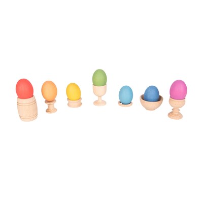 TickiT Rainbow Wooden Eggs, Assorted Colors, Set of 7 (CTU74005)