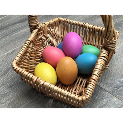 TickiT Rainbow Wooden Eggs, Assorted Colors, Set of 7 (CTU74005)