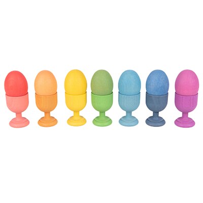 TickiT Rainbow Wooden Egg Cups, Assorted Colors, Set of 10 (CTU74057)