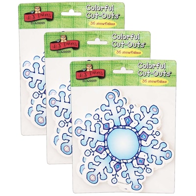 Carson Dellosa Education Snowflakes Cut-Outs by DJ Inkers, 36/Pack, 3 Packs (DJ-620009-3)