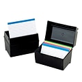 Oxford® 3 x 5 Plastic Index Boxes, 300 Cards Capacity, Black, Pack of 6 (ESS01351-6)