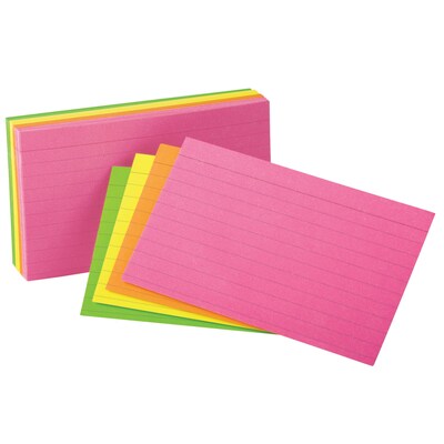 Oxford Glow Index Cards, 4" x 6", 100 Per Pack, 6 Packs (ESS99755-6)