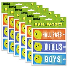 Eureka Always Try Your Zest Hall Passes, 6 x 2, 3 Per Set, 6 Sets (EU-642025-6)