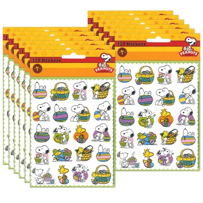 Eureka Peanuts® Easter Theme Stickers, 120 Per Pack, 12 Packs (EU-655061-12)