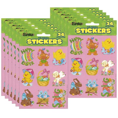 Eureka Easter Giant Stickers, 36 Stickers Per Pack, 12 Packs (EU-670410-12)