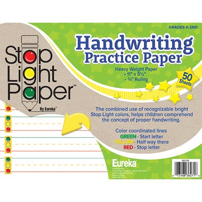 Eureka Stop Light Paper, 8.5" x 11" Practice Writing Paper, 50 Sheets, Pack of 6 (EU-805106-6)