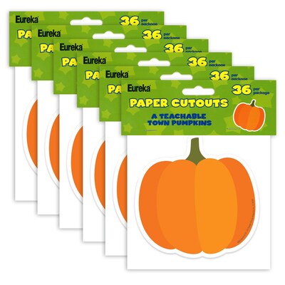 Eureka A Teachable Town Pumpkins Paper Cut-Outs, 36/Pack, 6 Packs (EU-841563-6)