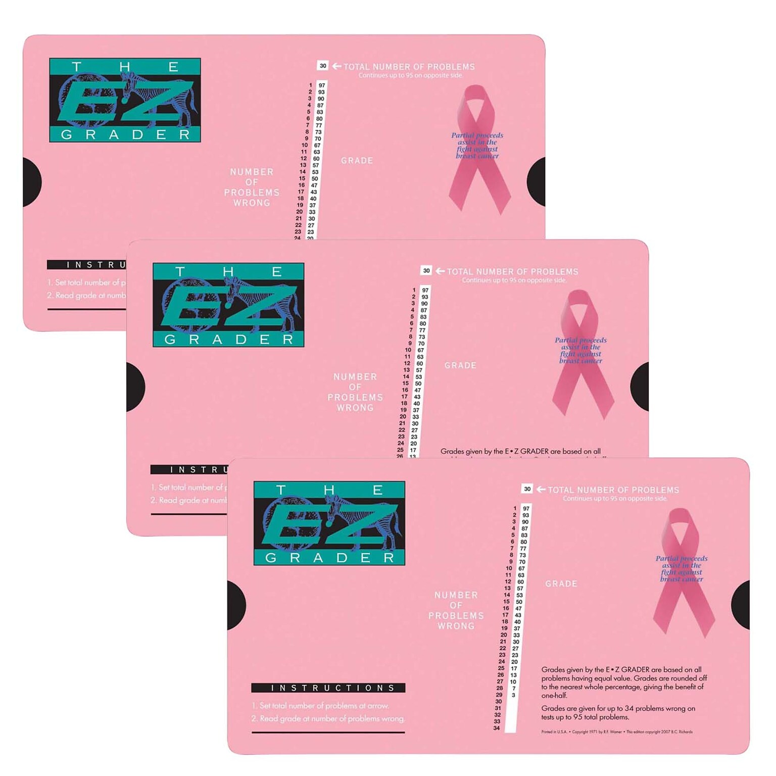 E-Z Grader Breast Cancer Pink Grade Tool, Pack of 3 (EZ-5703PINK-3)