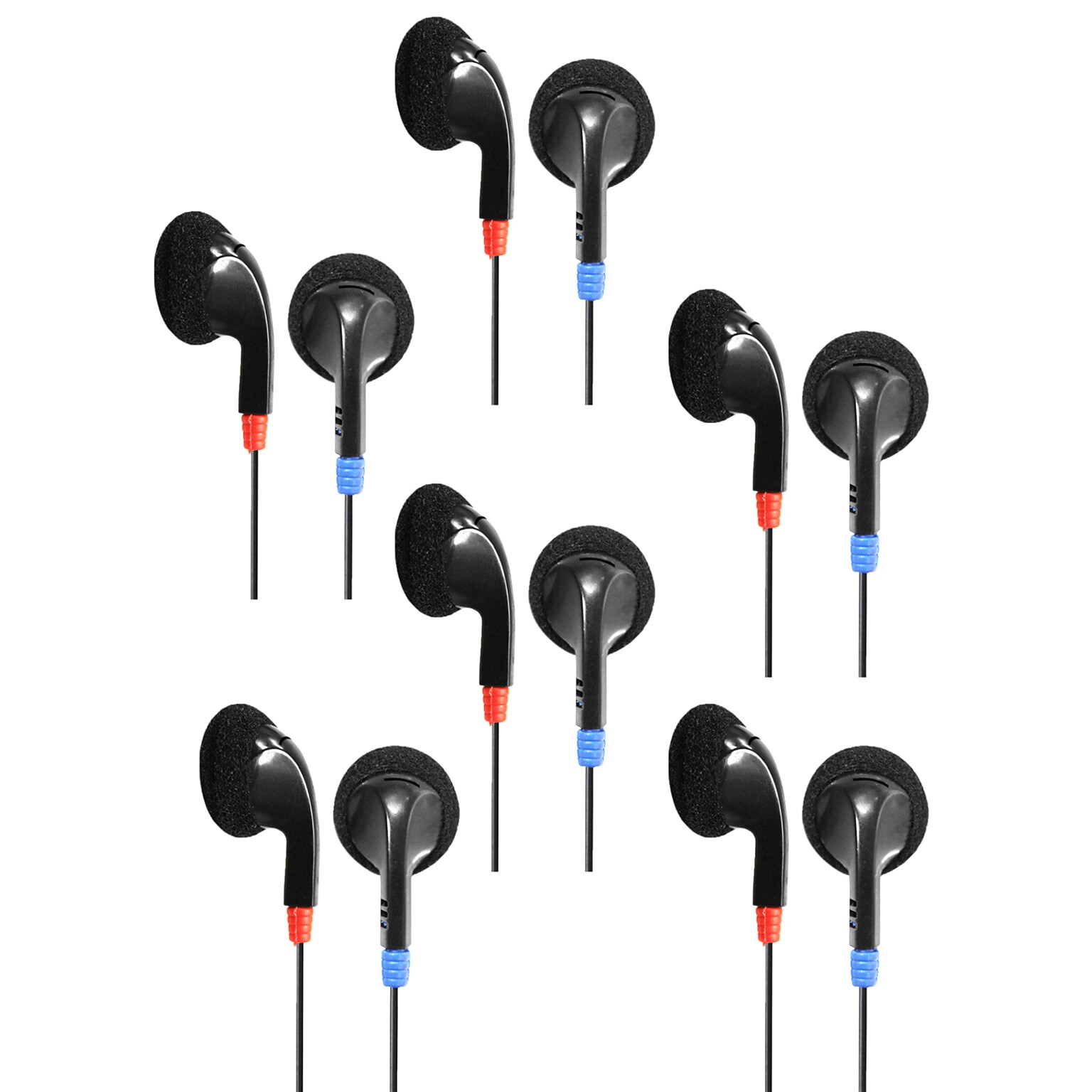 HamiltonBuhl Ear Buds, Black, 6/Pack (HECHABUD-6)
