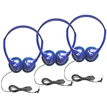 HamiltonBuhl® Kids On-Ear Blue Stereo Headphone, Blue, Pack of 3 (HECKIDSHA2-3)