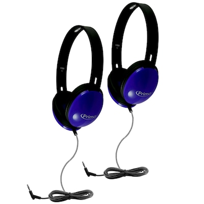 HamiltonBuhl® Primo Stereo Headphones, Blue, Pack of 2 (HECPRM100-2)