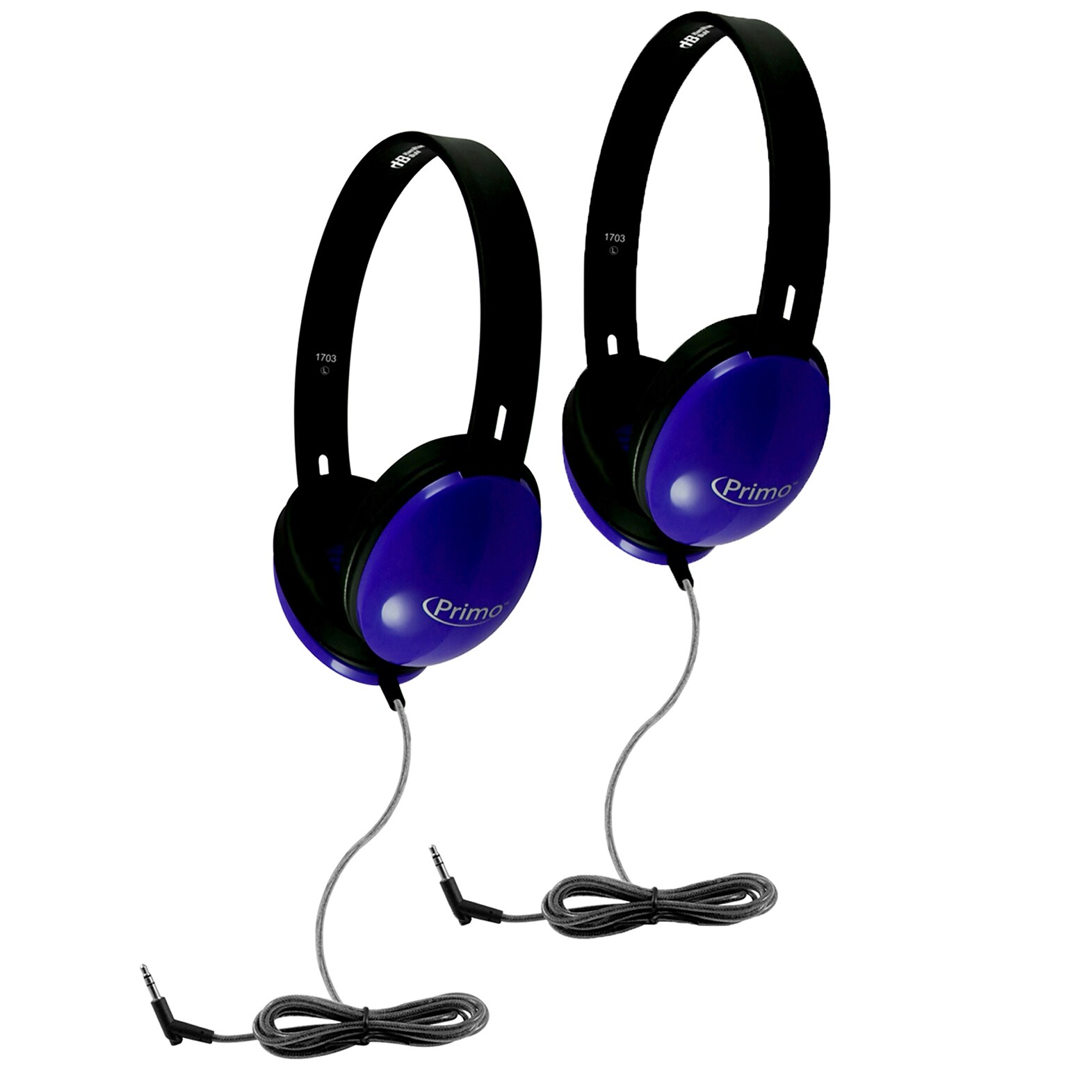 HamiltonBuhl Primo Stereo Headphones, Blue, 2/Pack (HECPRM100-2)