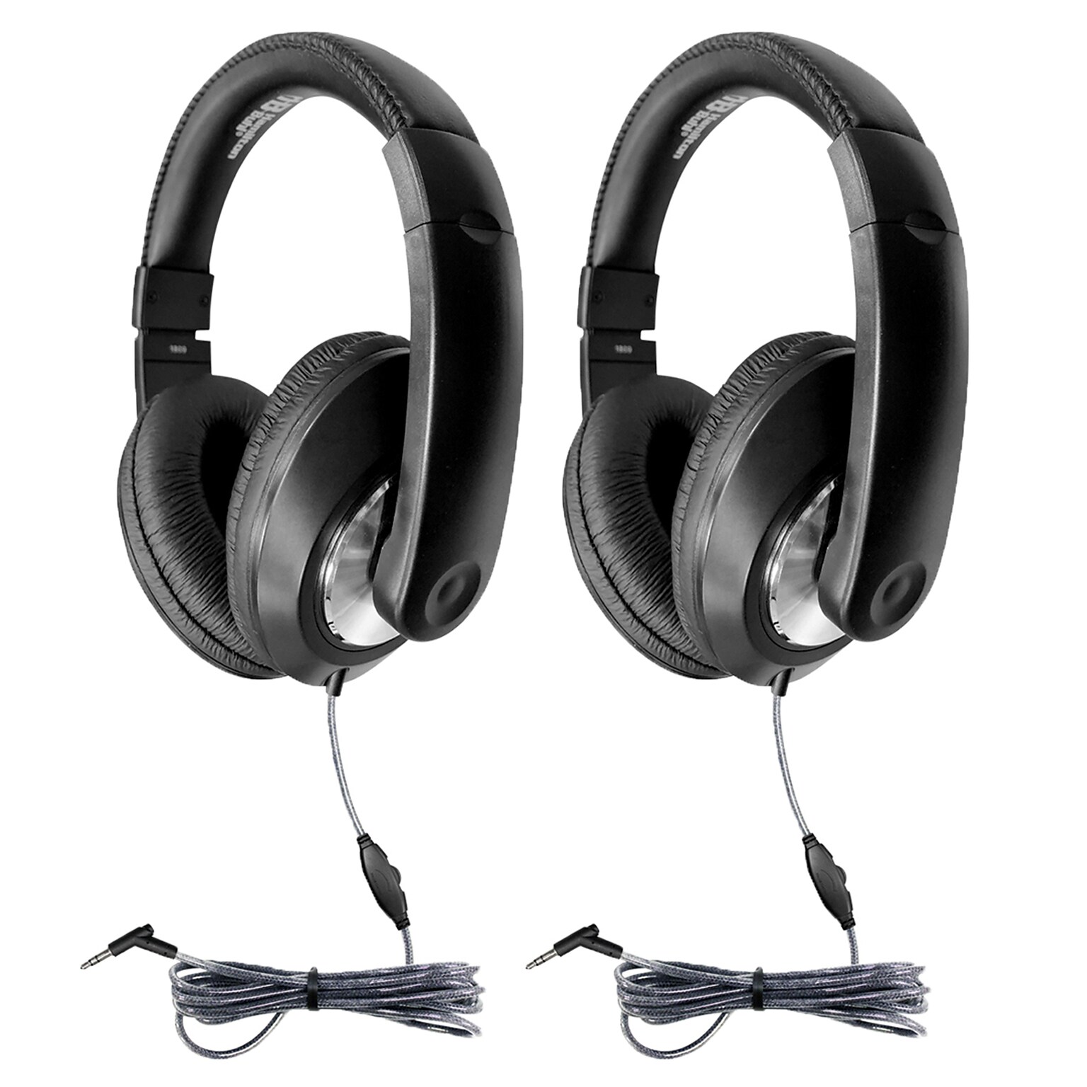 HamiltonBuhl® Smart-Trek Deluxe Stereo Headphone with In-Line Volume Control & 3.5mm TRS Plug, Pack of 2 (HECST1BK-2)