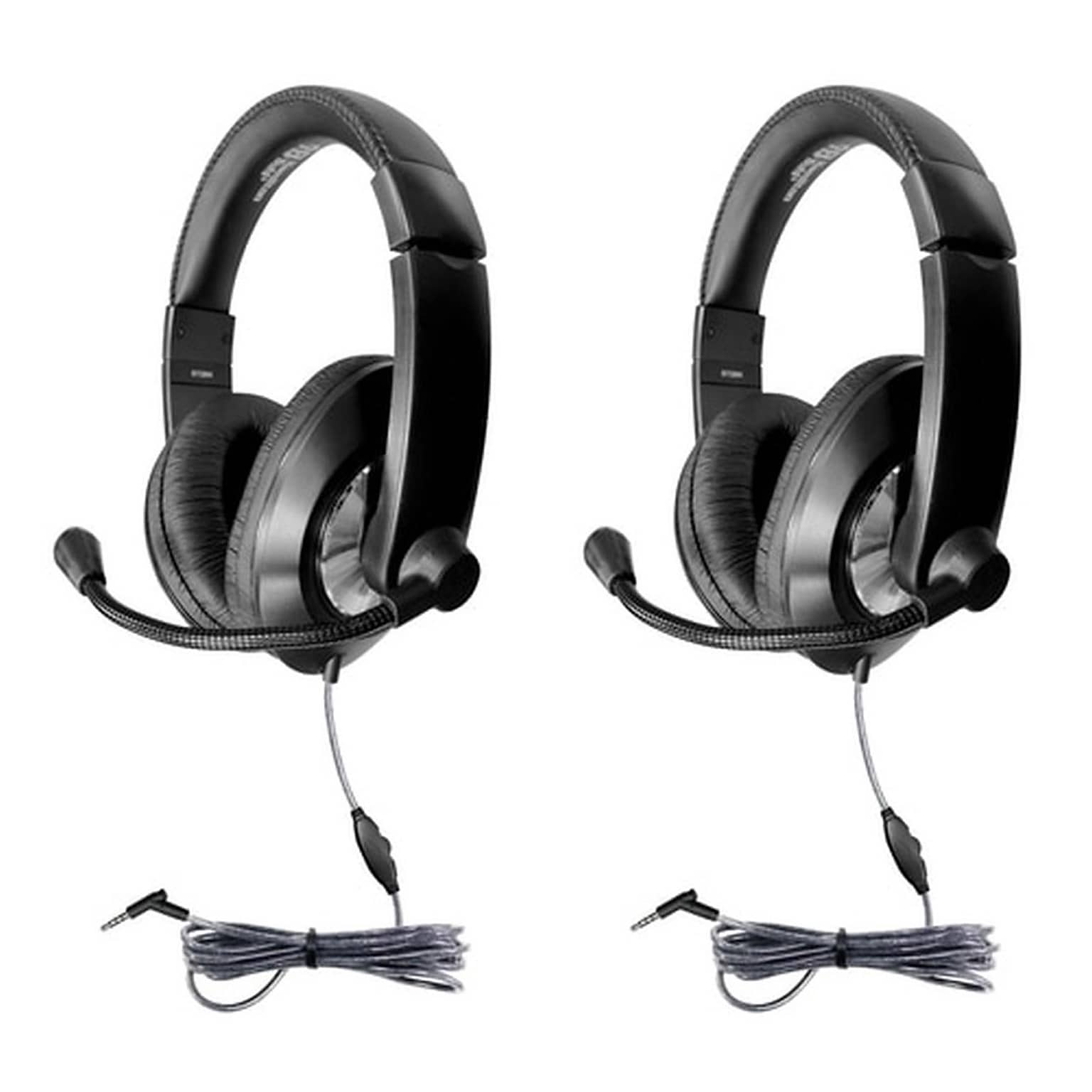 HamiltonBuhl® Smart-Trek Deluxe Stereo Headset with In-Line Volume Control & 3.5mm TRRS Plug, Pack of 2 (HECST2BK-2)