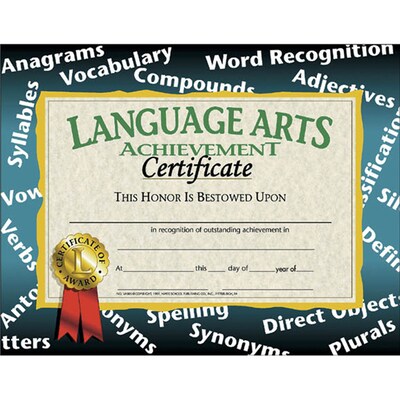 Hayes Publishing Language Arts Achievement Certificate, 30/Pack, 3/Bundle (H-VA585-3)