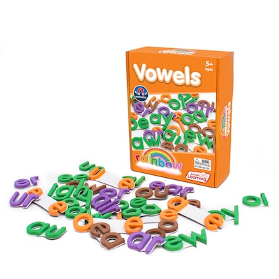 Junior Learning Rainbow Magnetic Vowels, Print, Assorted Colors, 28 Pieces (JRL602)