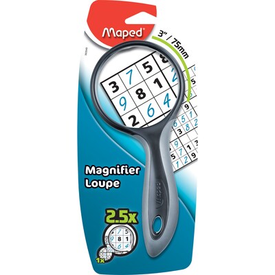 Maped Ergologic Large 2.5X Magnifying Glass, 3", Assorted Colors, Pack of 3 (MAP393549-3)