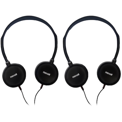 Maxell HP-100 Budget Stereo Headphones, Black, Pack of 2 (MAX190319-2)