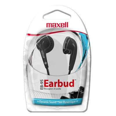 Maxell Budget Stereo Earbuds, Black, 6/Pack (MAX190560-6)