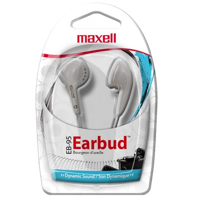 Maxell Budget Stereo Earbuds, White, 6/Pack (MAX190599-6)