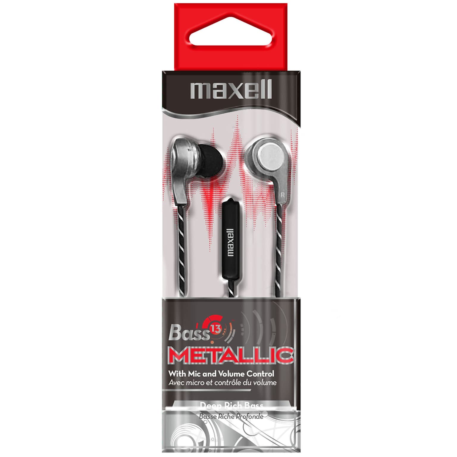 Maxell Bass13™ Metallic Earbuds with Mic & Volume Control (MAX199600)