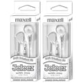 Maxell Jelleez Soft Earbuds with Mic, White, 2/Bundle (MAX199728-2)