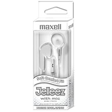Maxell Jelleez Soft Earbuds with Mic, White, 2/Bundle (MAX199728-2)