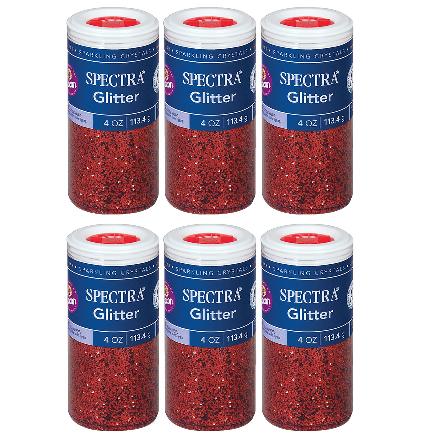 Spectra Glitter, Red, 4 oz./Jar, 6 Jars (PAC91640-6)